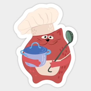 Cat cook with a ladle Sticker